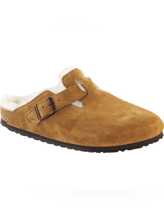 Birkenstock Shoes - Birkenstock Suede Shearling-Lined Slip-On Mule - Brown NWOT